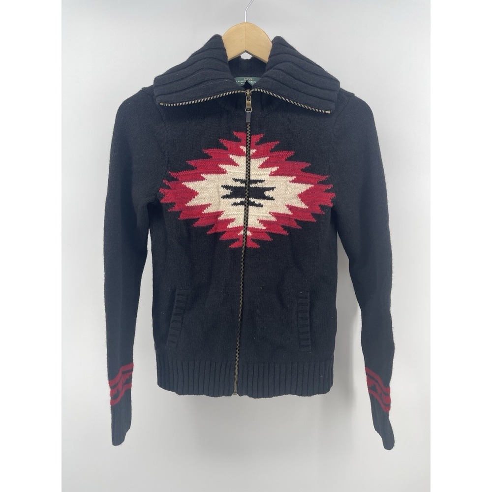 Lauren Jeans Co Ralph Lauren Wool Zip Sweater Women S Aztec Knit